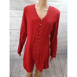 Vtg Jennifer James Womens Red Gold buttons Long Blazer Sz 14 NWT